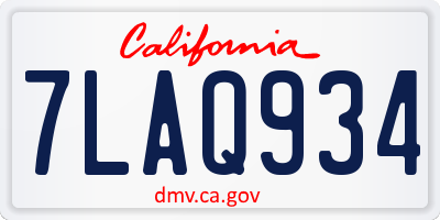 CA license plate 7LAQ934