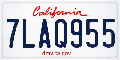 CA license plate 7LAQ955