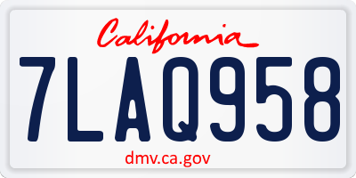 CA license plate 7LAQ958