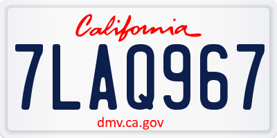 CA license plate 7LAQ967