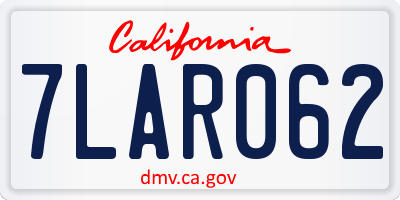 CA license plate 7LAR062