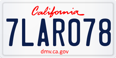 CA license plate 7LAR078