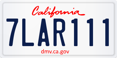 CA license plate 7LAR111