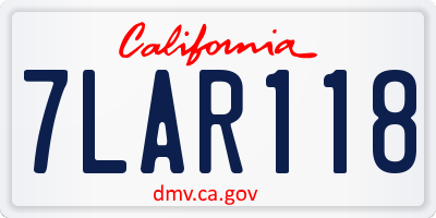 CA license plate 7LAR118
