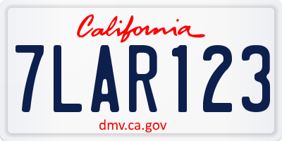 CA license plate 7LAR123