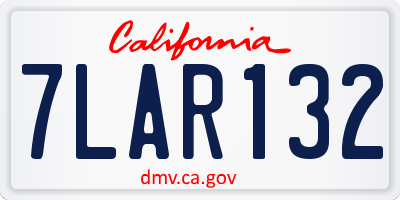 CA license plate 7LAR132