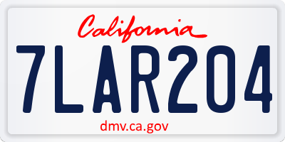 CA license plate 7LAR204