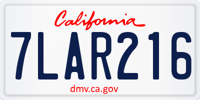 CA license plate 7LAR216