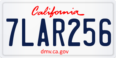 CA license plate 7LAR256