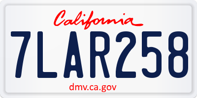 CA license plate 7LAR258