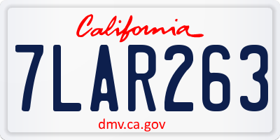 CA license plate 7LAR263