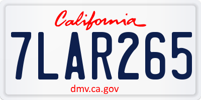 CA license plate 7LAR265