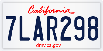 CA license plate 7LAR298