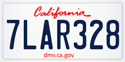 CA license plate 7LAR328