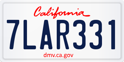 CA license plate 7LAR331