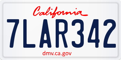 CA license plate 7LAR342