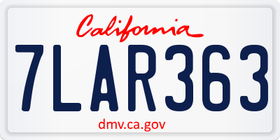 CA license plate 7LAR363