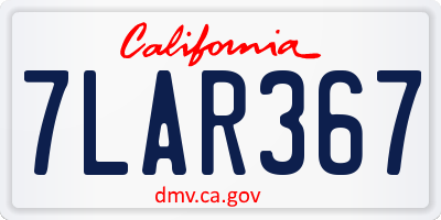 CA license plate 7LAR367