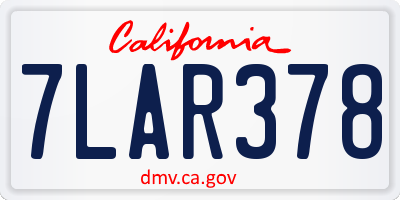 CA license plate 7LAR378
