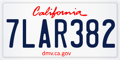 CA license plate 7LAR382