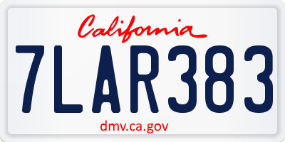 CA license plate 7LAR383