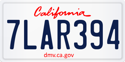 CA license plate 7LAR394