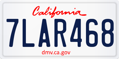 CA license plate 7LAR468