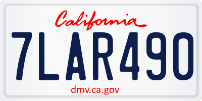 CA license plate 7LAR490