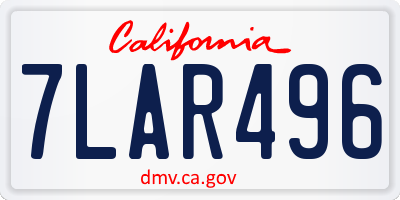 CA license plate 7LAR496