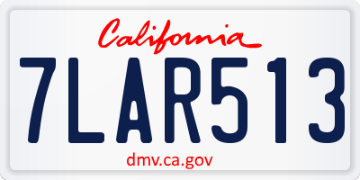 CA license plate 7LAR513