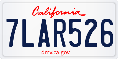 CA license plate 7LAR526