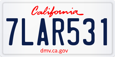CA license plate 7LAR531