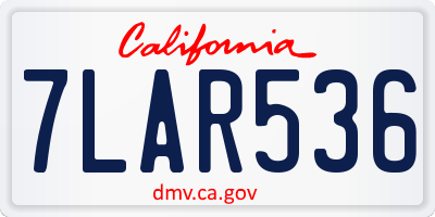 CA license plate 7LAR536
