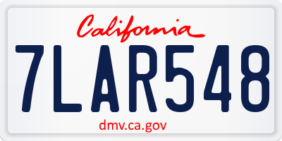 CA license plate 7LAR548