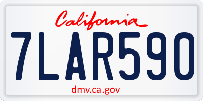 CA license plate 7LAR590