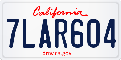 CA license plate 7LAR604