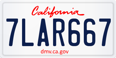 CA license plate 7LAR667