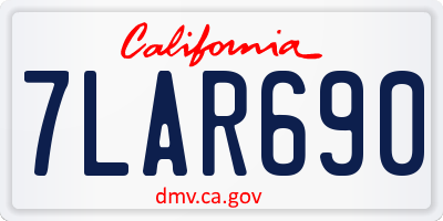 CA license plate 7LAR690