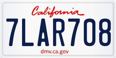 CA license plate 7LAR708