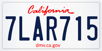 CA license plate 7LAR715