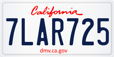 CA license plate 7LAR725