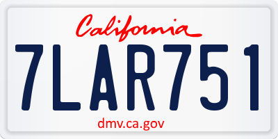 CA license plate 7LAR751