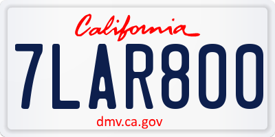 CA license plate 7LAR800