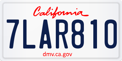 CA license plate 7LAR810