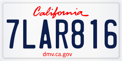 CA license plate 7LAR816