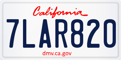 CA license plate 7LAR820