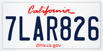 CA license plate 7LAR826