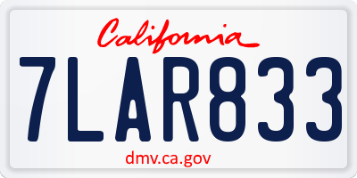 CA license plate 7LAR833