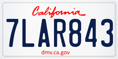CA license plate 7LAR843