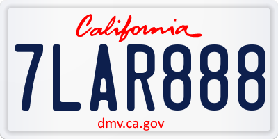 CA license plate 7LAR888